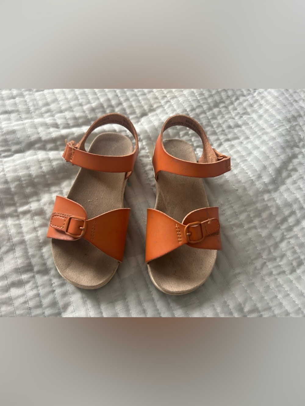 Toddler Girls Tan Leather Buckle Sandals
